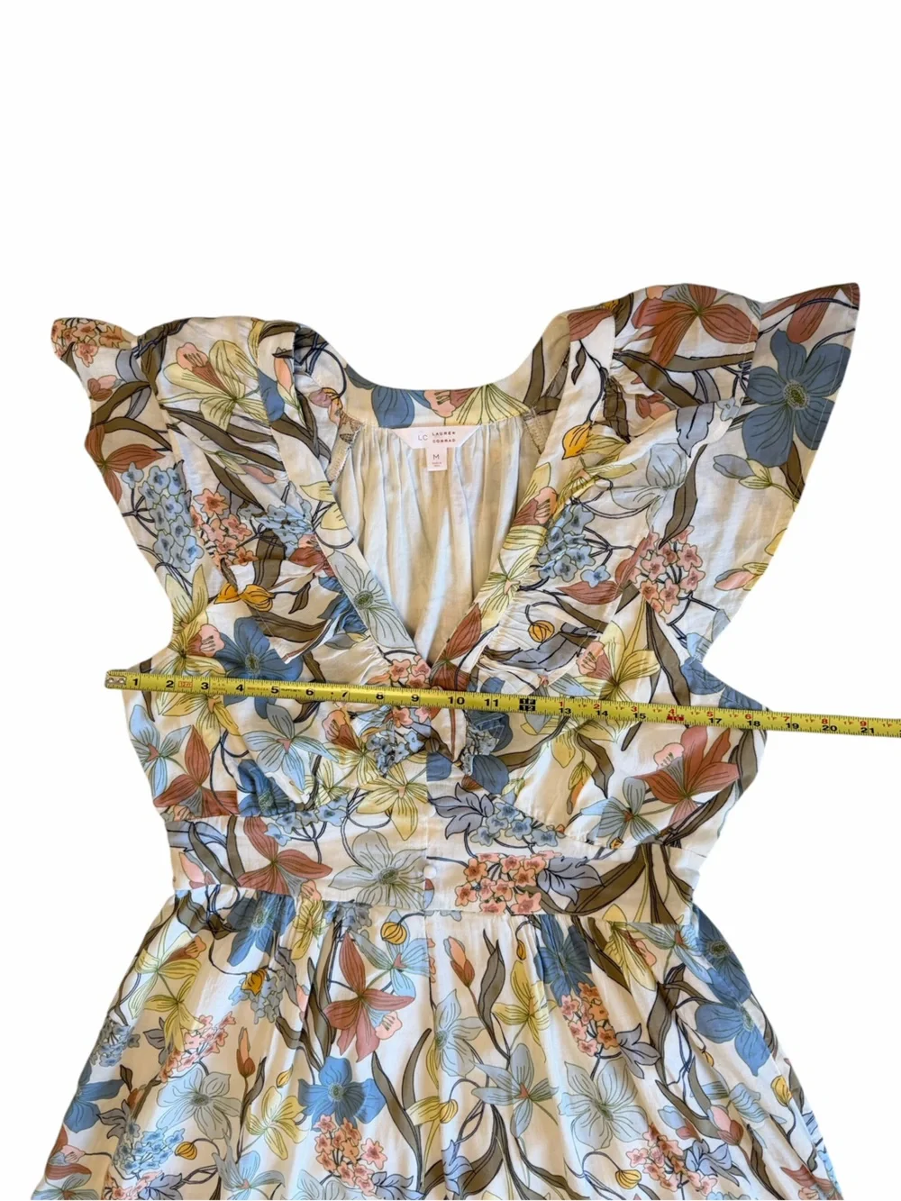 LC Lauren Conrad Floral Ruffle Midi Dress Cottagecore Fully Lined Size M